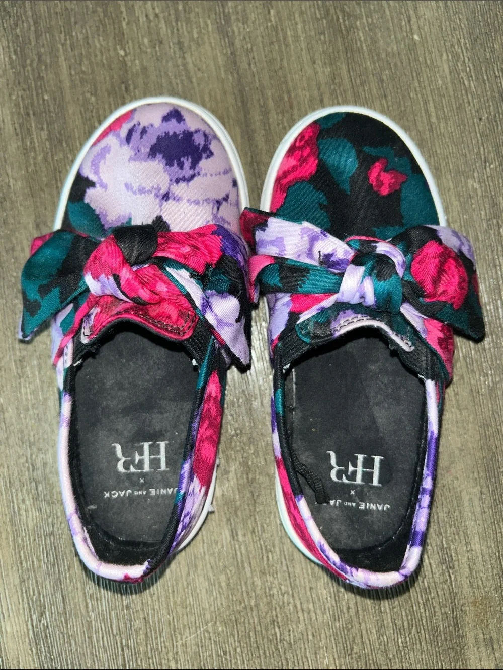 Girl JJ Black Floral Kimberly Goldson Floral Bow Sneaker by Janie & Jack.